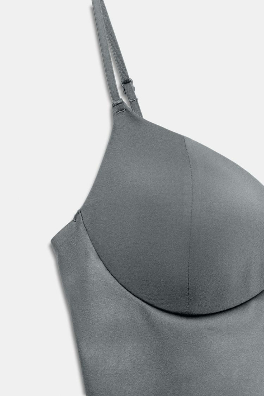 ZARA ТОП ИЗ СМЕСОВОГО ПОЛИАМИДА, ЖЕМЧУЖНО-СЕРЫЙ