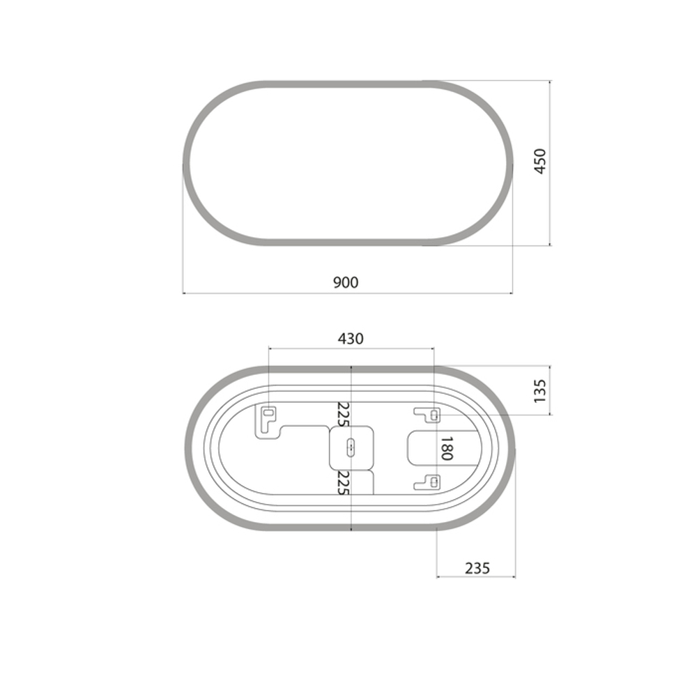 Зеркало с подсветкой 3 в 1 IDDIS Uniq, два навеса, 90/45 см, UNI9045i98