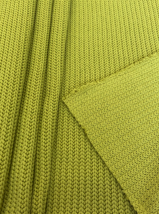 Трикотаж вязанный, косичка мелкая, салатовый, хлопок MARNI