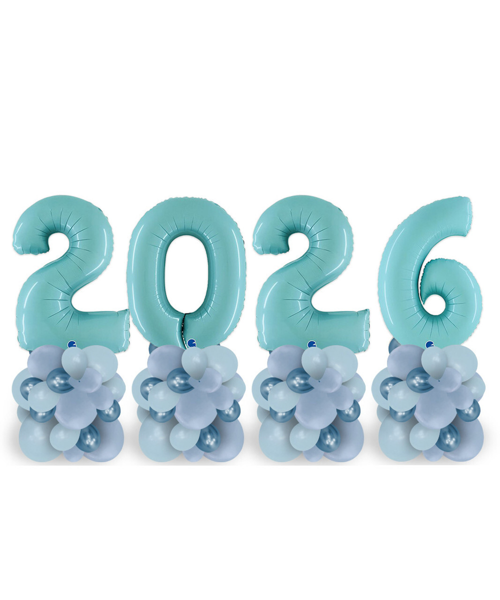 Стойки из цифр "2026 в нежно-голубом цвете" 102 см 4 шт