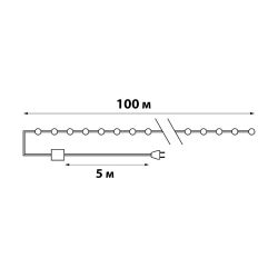 ULD-S10000-1000-DTA-RC WHITE IP44 DEW Гирлянда светодиодная Роса. 100м. 1000 светодиодов. Белый свет. Пульт ДУ в-к. Провод прозрачный. ТМ Uniel