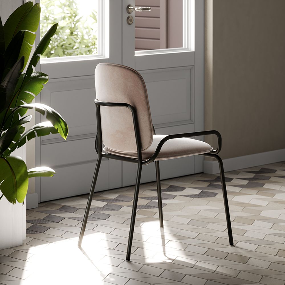 Стул Ror, 2 Frame, велюр, черный/бежевый