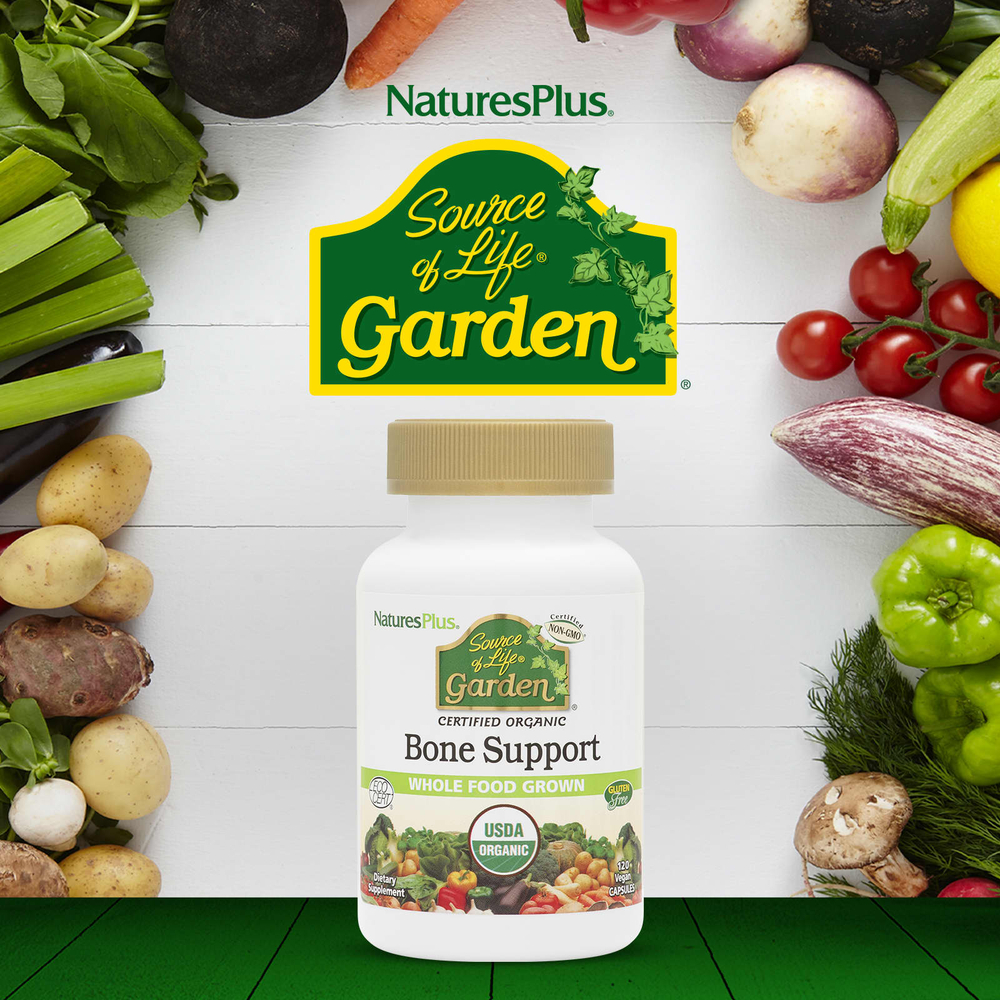 NaturesPlus, Source of Life® Garden, добавка для поддержки костей, 120 веганских капсул