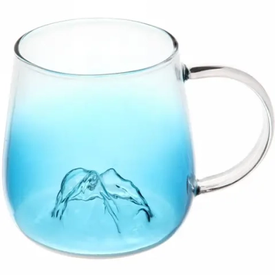 Кружка стеклянная с двойными стенками 300мл «Хай-Тек» Горы цветная
