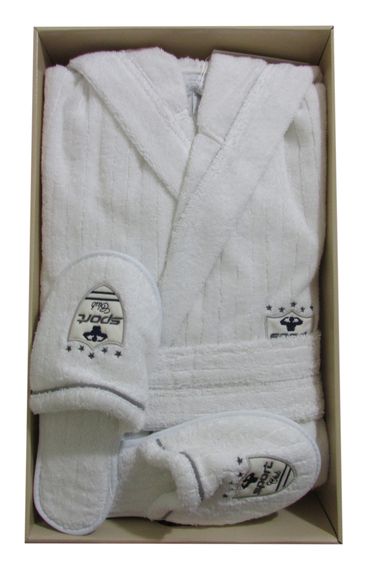 RODOLPHE  РУДОЛЬФ махровый мужской  халат с капюшоном и с тапочками  Maison Dor Турция