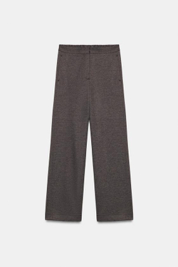 ZARA БРЮКИ ПРЯМОГО КРОЯ С ВЫСОКОЙ ПОСАДКОЙ, КОРИЧНЕВЫЙ МЕЛАНЖ