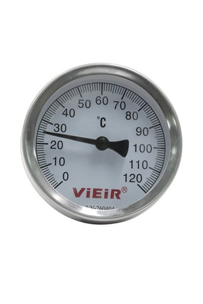 ViEiR Термометр 1/2", горизонтальный 63 мм, 0-120 С° с гильзой 50 мм (YL18)