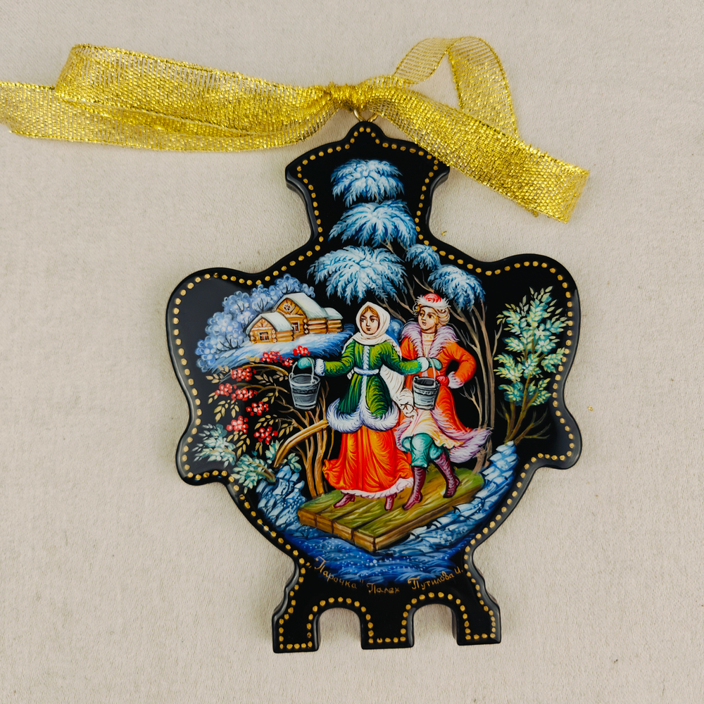 Сувенир Самовар "За водицей" с росписью Палех в коробке