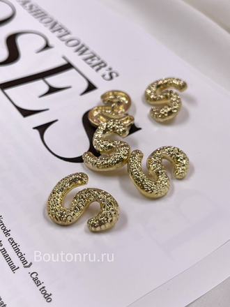 Пуговицы Скиапар. золотистые мятые  "S"