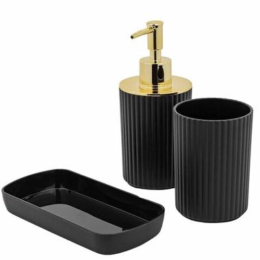 Набор для ванной комнаты 3пр. (дозатор для мыла, подставка для зубных щеток, лоток для аксессуаров) La and Te beaute LT-BSP-8BK