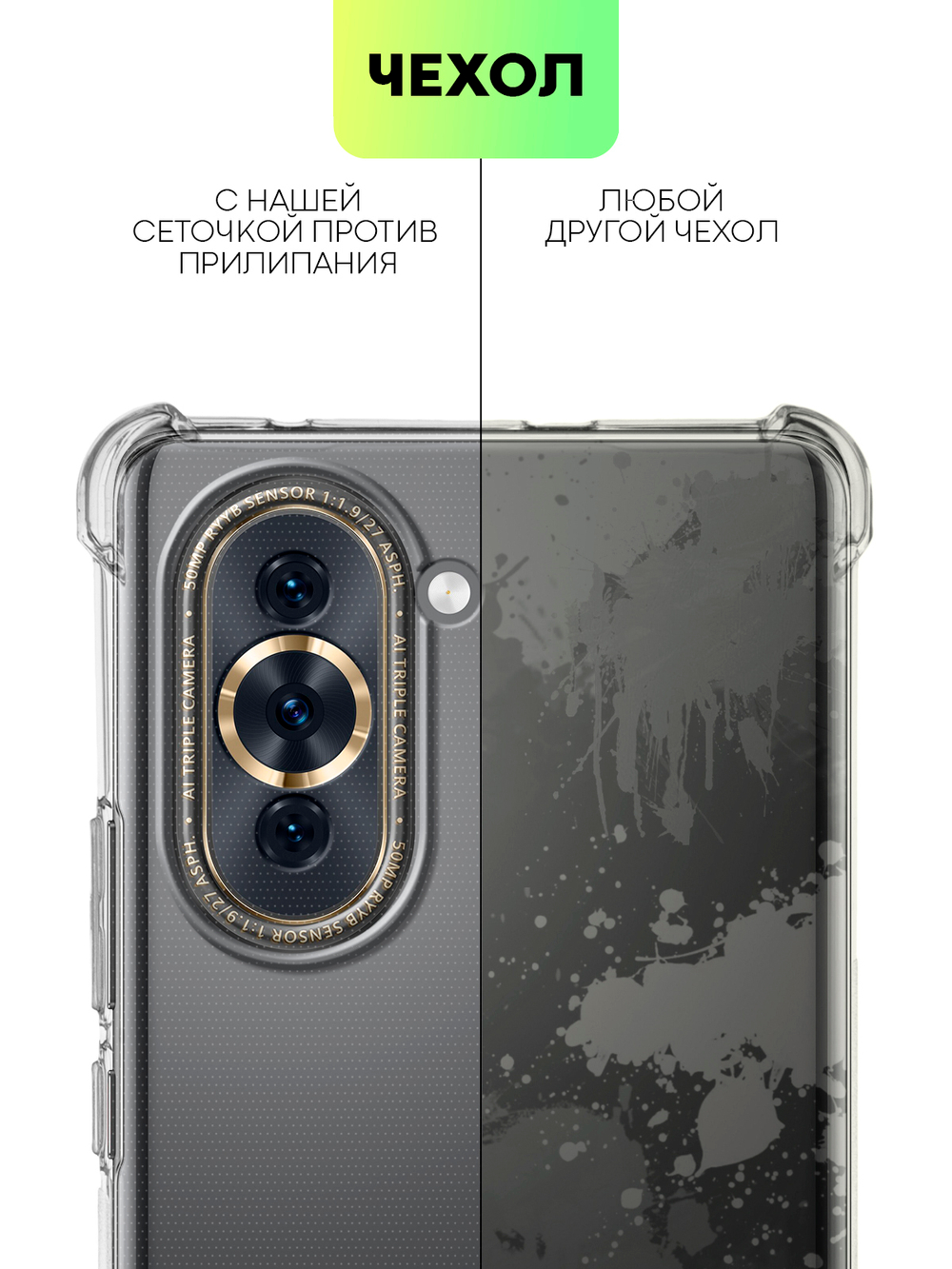 Чехол BROSCORP для Huawei nova 10 (арт. HW-NOVA10-HARD-TPU-TRANSPARENT)