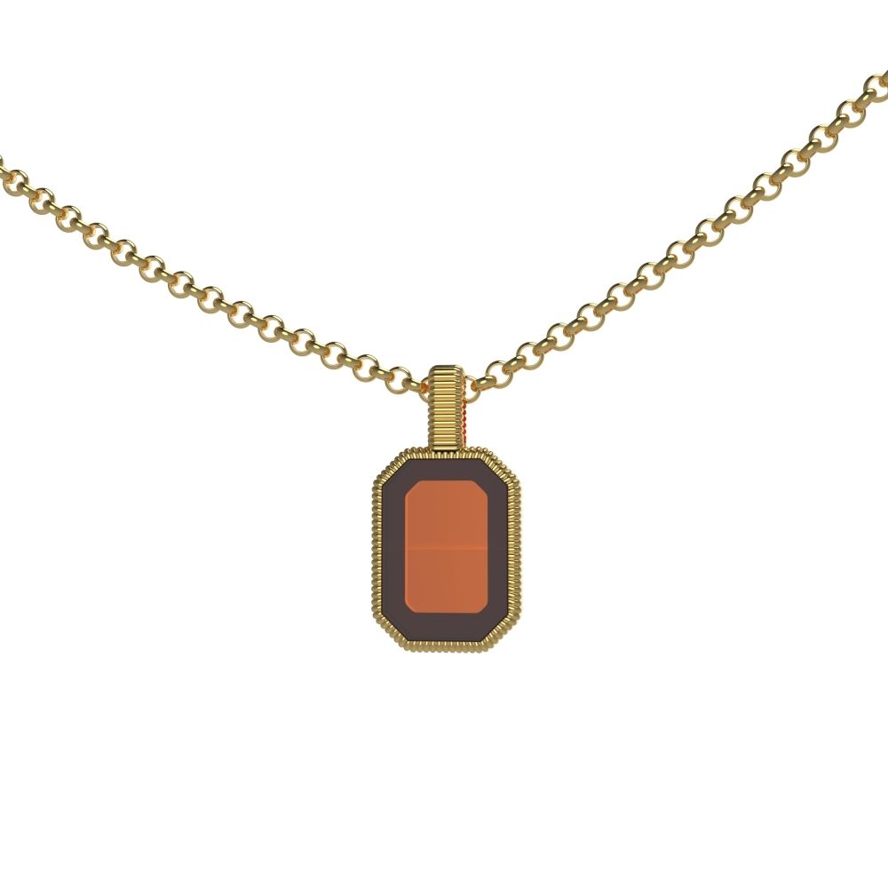 Кулон Леденец с коньячным янтарем, позолота