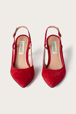БОСОНОЖКИ ИЗ ЯРКО-КРАСНОЙ ЗАМШИ