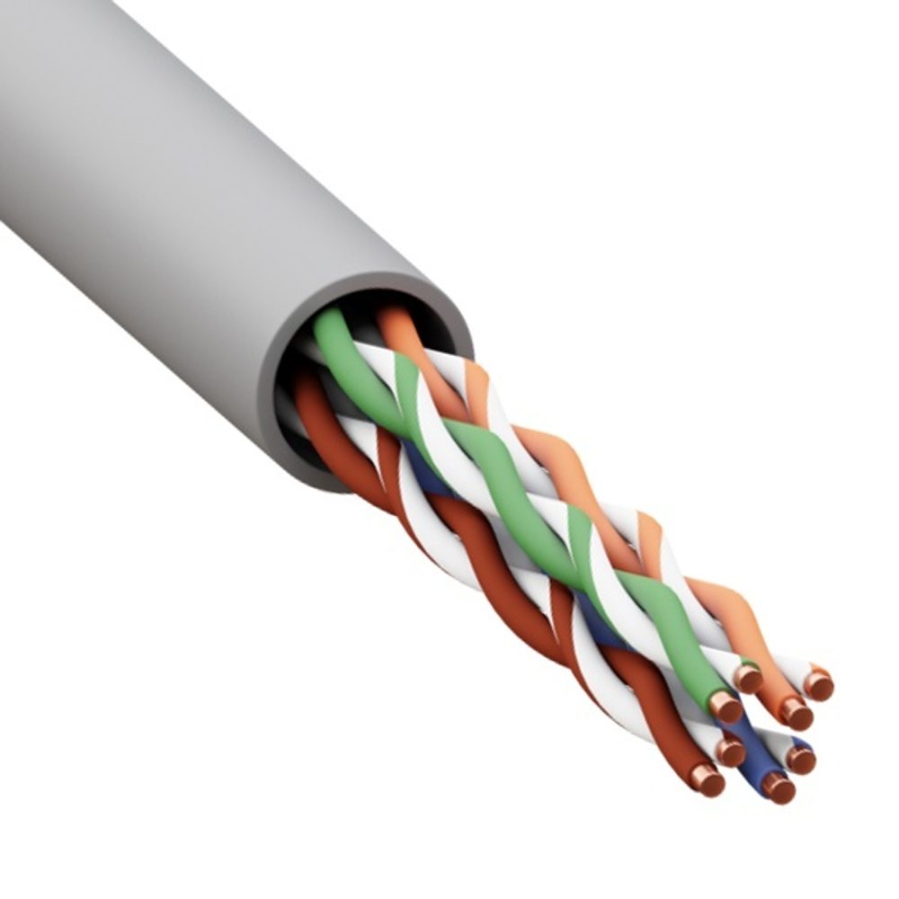 Кабель витая пара неэкранированный U/UTP 4PR cat 6 23AWG оболочка LSZH нг(А)-HF серая [305м] TERACOM (провод для интернета) TRP-6UTP-04LSH-GY-IN3
