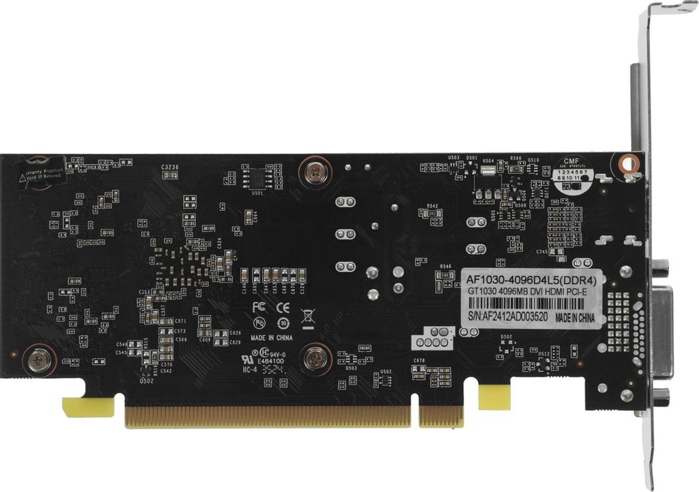 Видеокарта AFOX NVIDIA  GeForce GT 1030 AF1030-4096D4L5 4ГБ DDR4, Ret