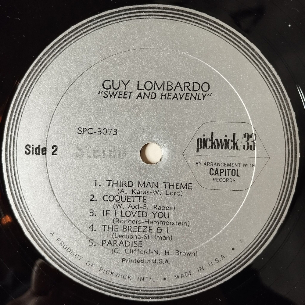 Винтажная виниловая пластинка LP Guy Lombardo Sweet and Heavenly (USA 1967)
