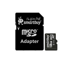 Карта памяти Micro-SD 128 GB Smart Buy Class 10 с адаптером
