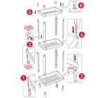 Этажерка прямоугольная (3 секции) 365x230x140 полки с бортиками М2702