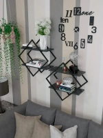 Набор полок ромб настенных черных  - ЧЧ