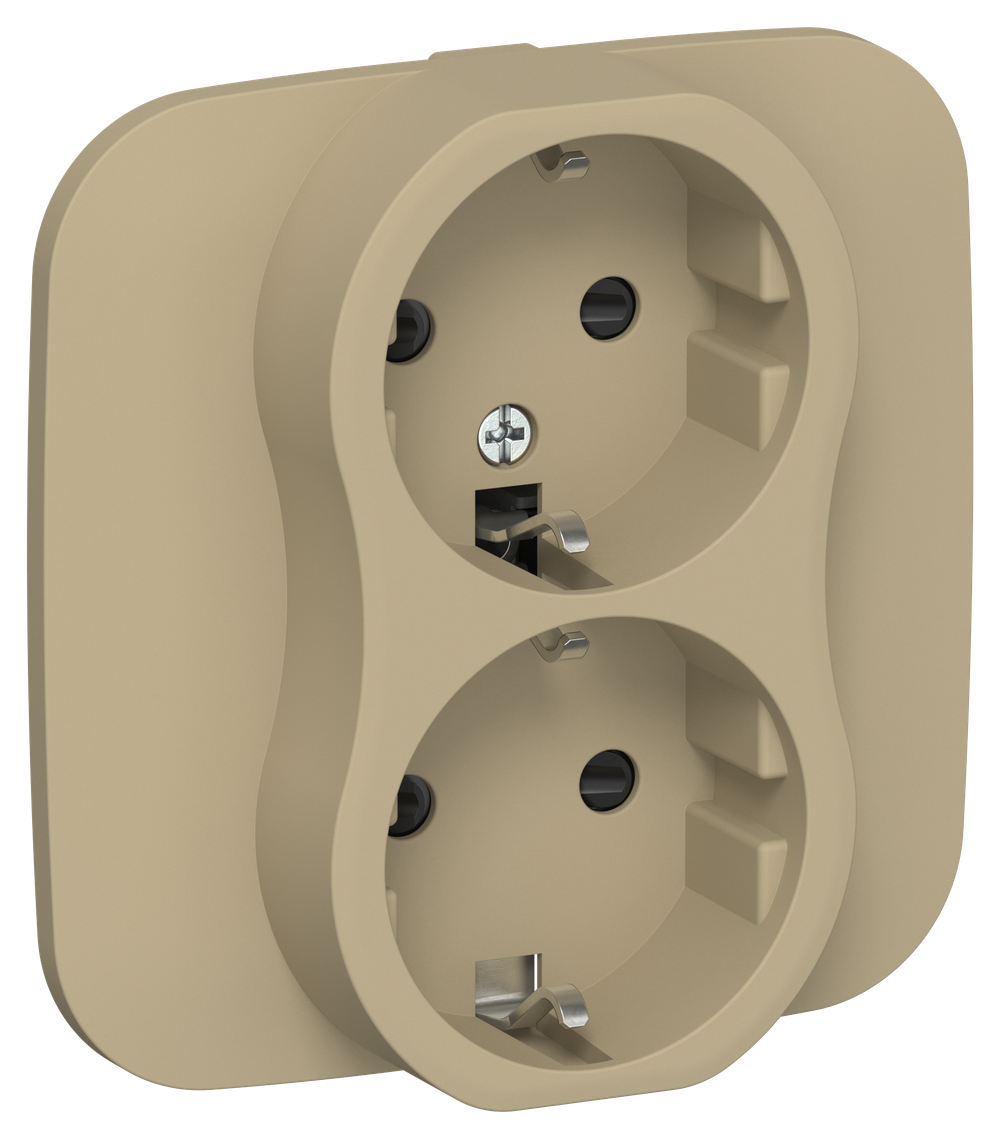 FLITE Розетка 2-местная с заземлением с защитными шторками 16А РСш12-0-А-ФлХ хаки IEK