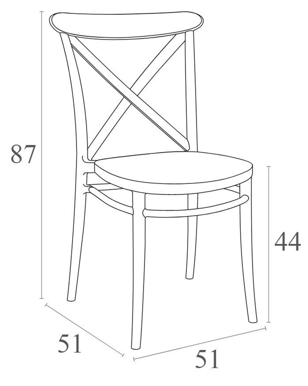 Комплект пластиковой мебели Siesta Contract Sky Folding 60 Cross, темно-серый