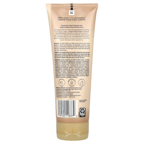 Jergens, Natural Glow, укрепляющее ежедневное увлажняющее средство, средство для загара без загара, от светлого до среднего, 221 мл (7,5 жидк. унц.)