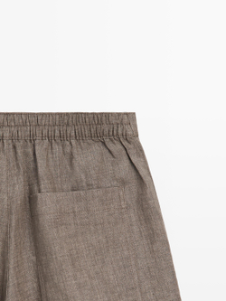 Massimo Dutti Короткие льняные бермуды, серо-коричневый