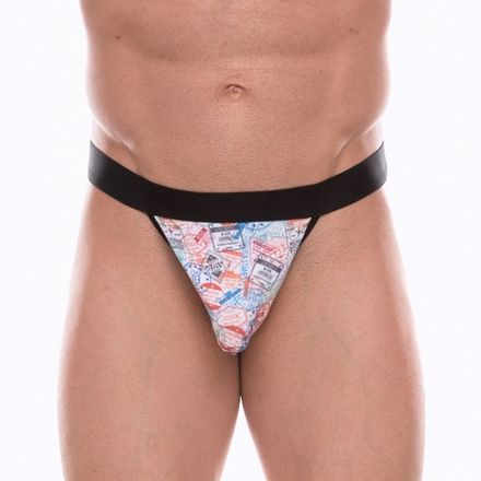 Мужские трусы тонги с разноцветным принтом Don Moris DM072297