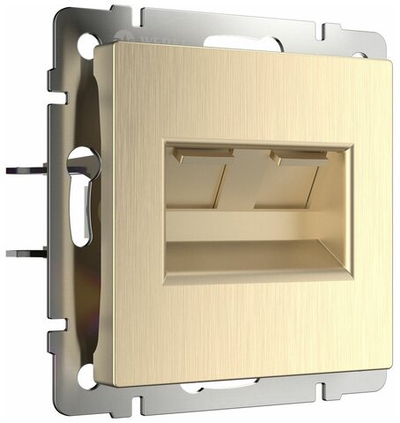Розетка двойная Werkel "WL10-RJ11-45" RJ11 + RJ45 категории 5. Шампань рифленый
