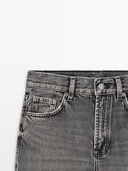 Massimo Dutti Прямые джинсы с высокой талией, угольный