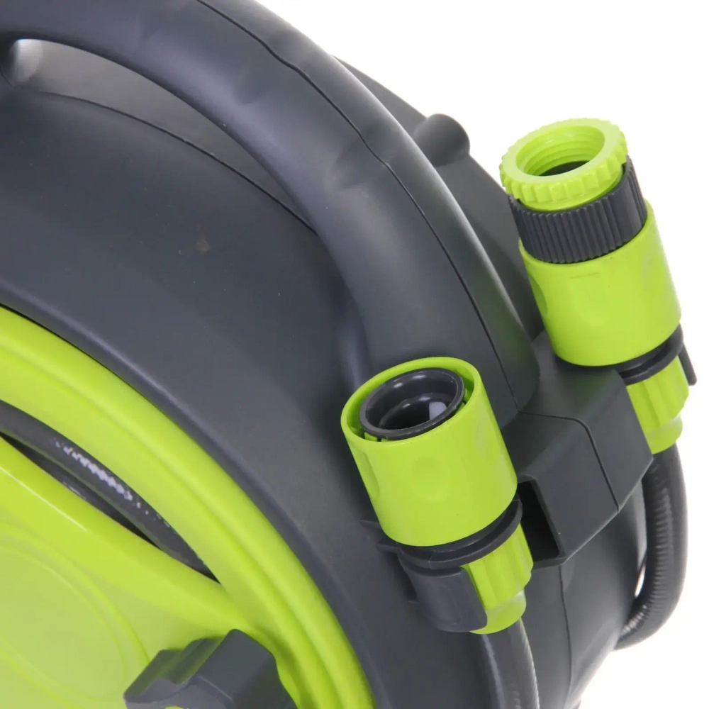 Катушка со шлангом и адаптерами, 12м серо-салатовая HY4017