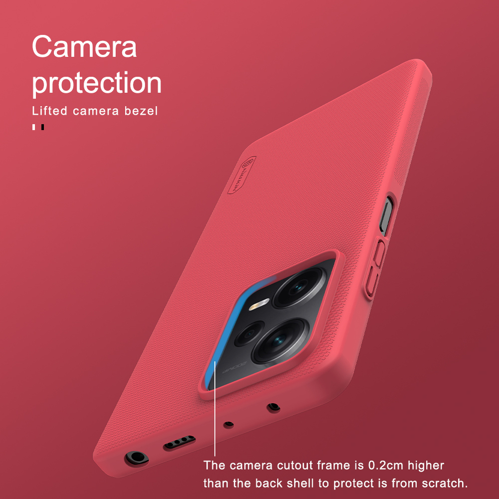 Тонкий жесткий чехол красного цвета от Nillkin для Xiaomi Redmi Note 12 Pro+ 5G, серия Super Frosted Shield