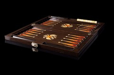 Нарды "Россия" из янтаря и мореного дуба в кейсе