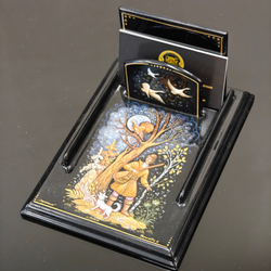 Подставка для блока для записей ручной росписью Палех "Охотник"