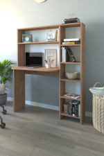 Стол рабочий с полками для книг 120х140 - сосна