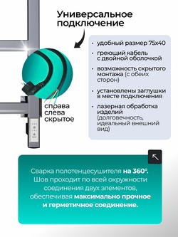 Электрический полотенцесушитель хром лесенка 75х40 Entero