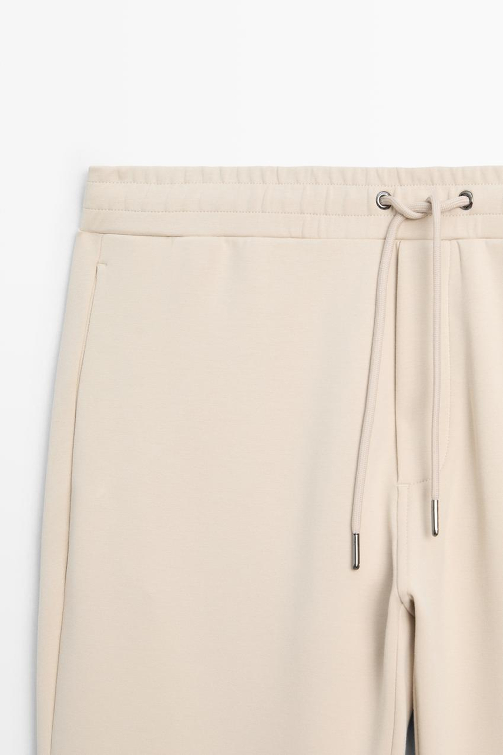 Massimo Dutti Брюки-джоггеры из смесовой хлопковой ткани, светло-бежевый