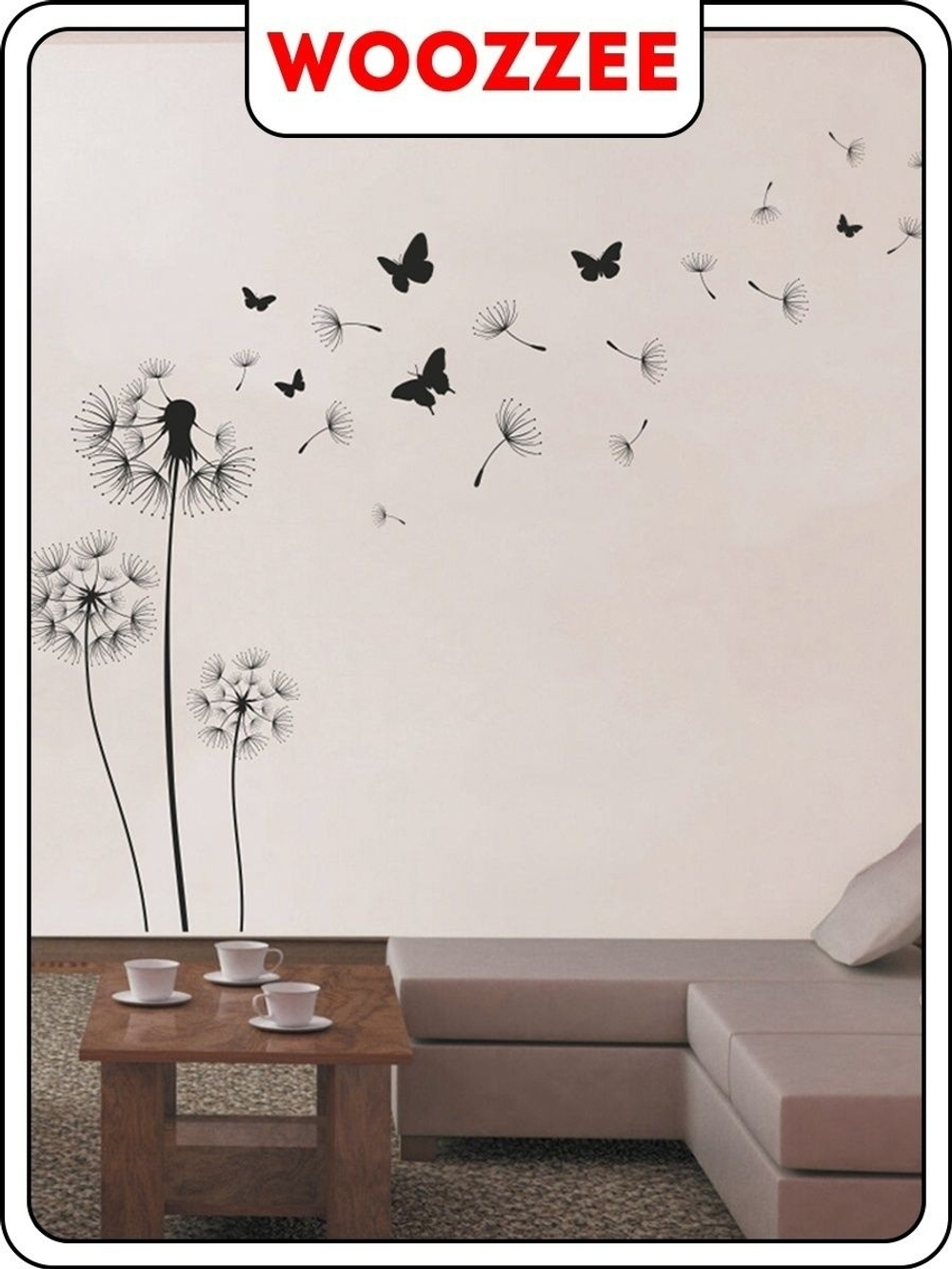 Наклейка декоративная "Одуванчики с бабочками"