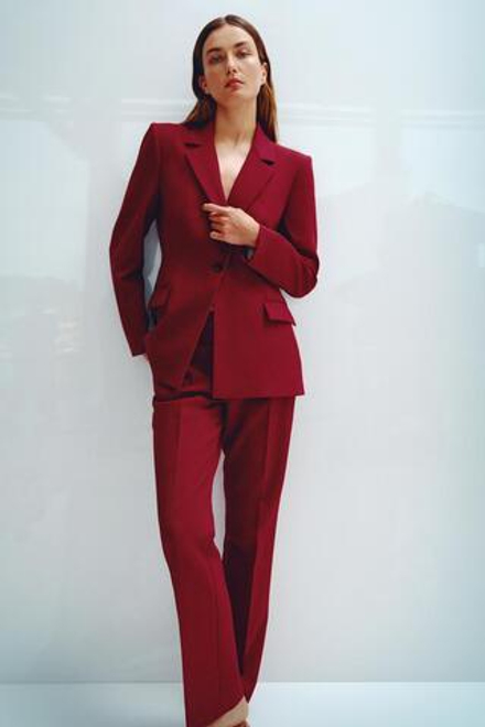 ZARA БРЮКИ FLARED, ЦВЕТ БУРГУНДСКОГО ВИНА
