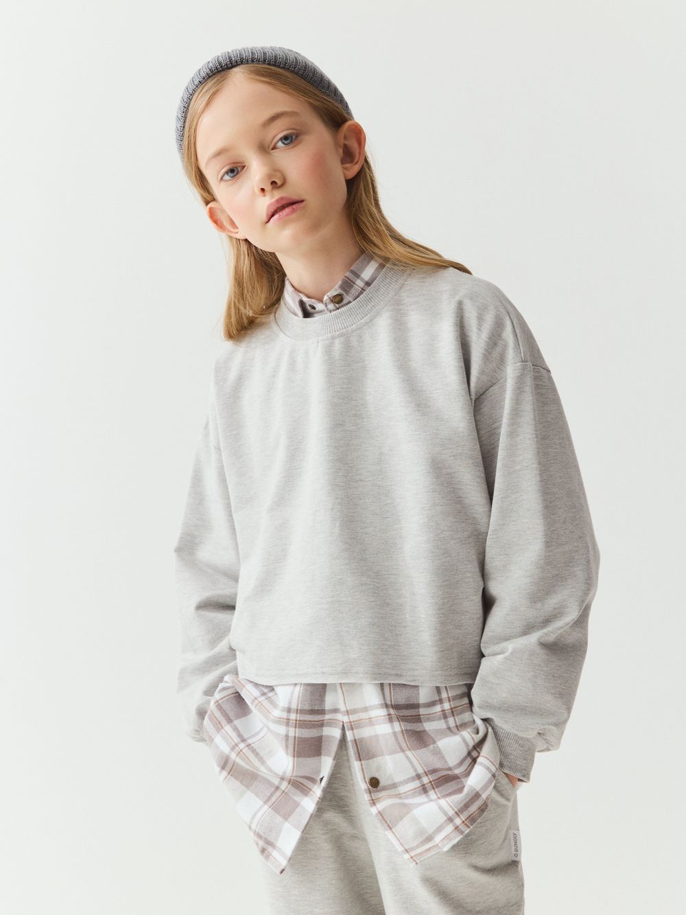 Свитшот укороченный облегченный "Серый меланж" 7+