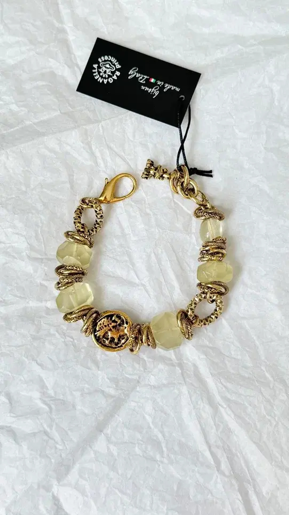 Браслет с цитринами, оттенок золото антик