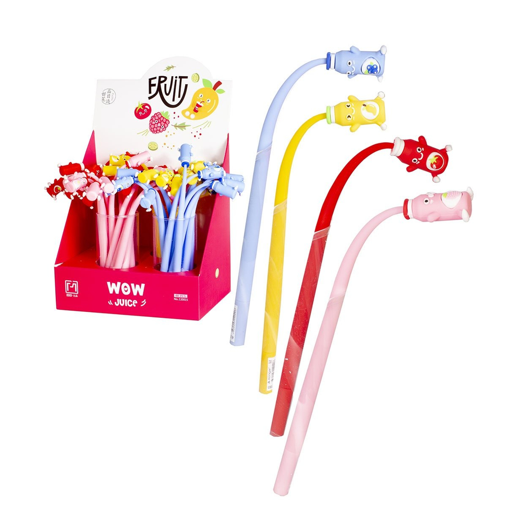 Ручка гелевая Alingar "Juice fruit", 0,5 мм, синяя, игольчатый наконечник, круглый цветной soft корпус