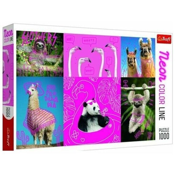 Puzzle &quot;1000 Neon Color Line&quot; - Crazy Animals