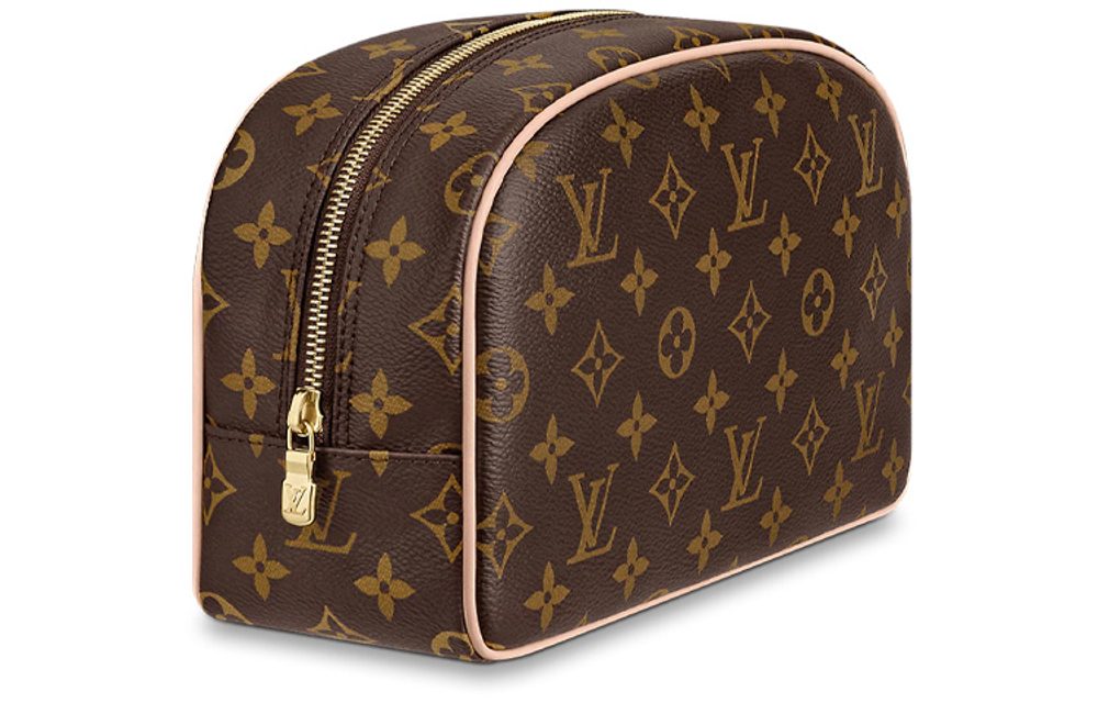 LOUIS VUITTON Pattern Leather Toiletry Bag Men"s Brown