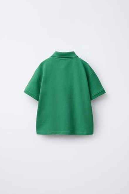 ZARA БАЗОВОЕ ОДНОТОННОЕ ПОЛО, ЗЕЛЕНЫЙ