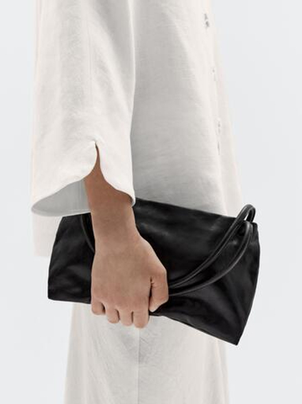 Massimo Dutti Маленькая сумка из кожи наппа с отделениями, черный