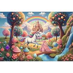 Pazl \ Puzzle \ Пазлы Puzzles - "100" Inspired By Fantasy - Unicorn in Candyland / KAZSTUDIO SA The Treflik Family