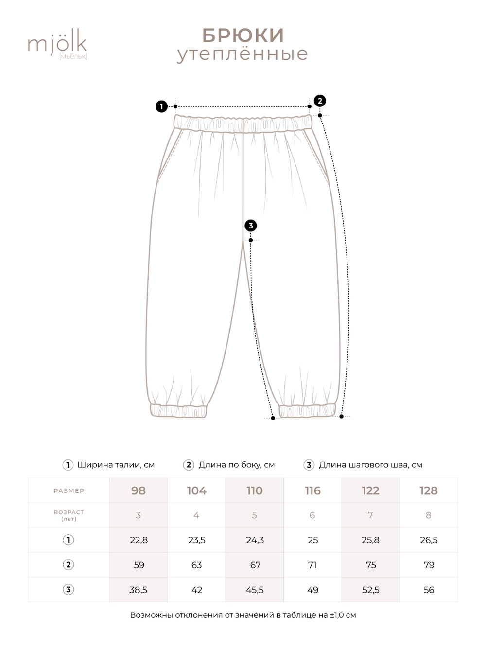 Утеплённые брюки на резинке Mjölk Горошки