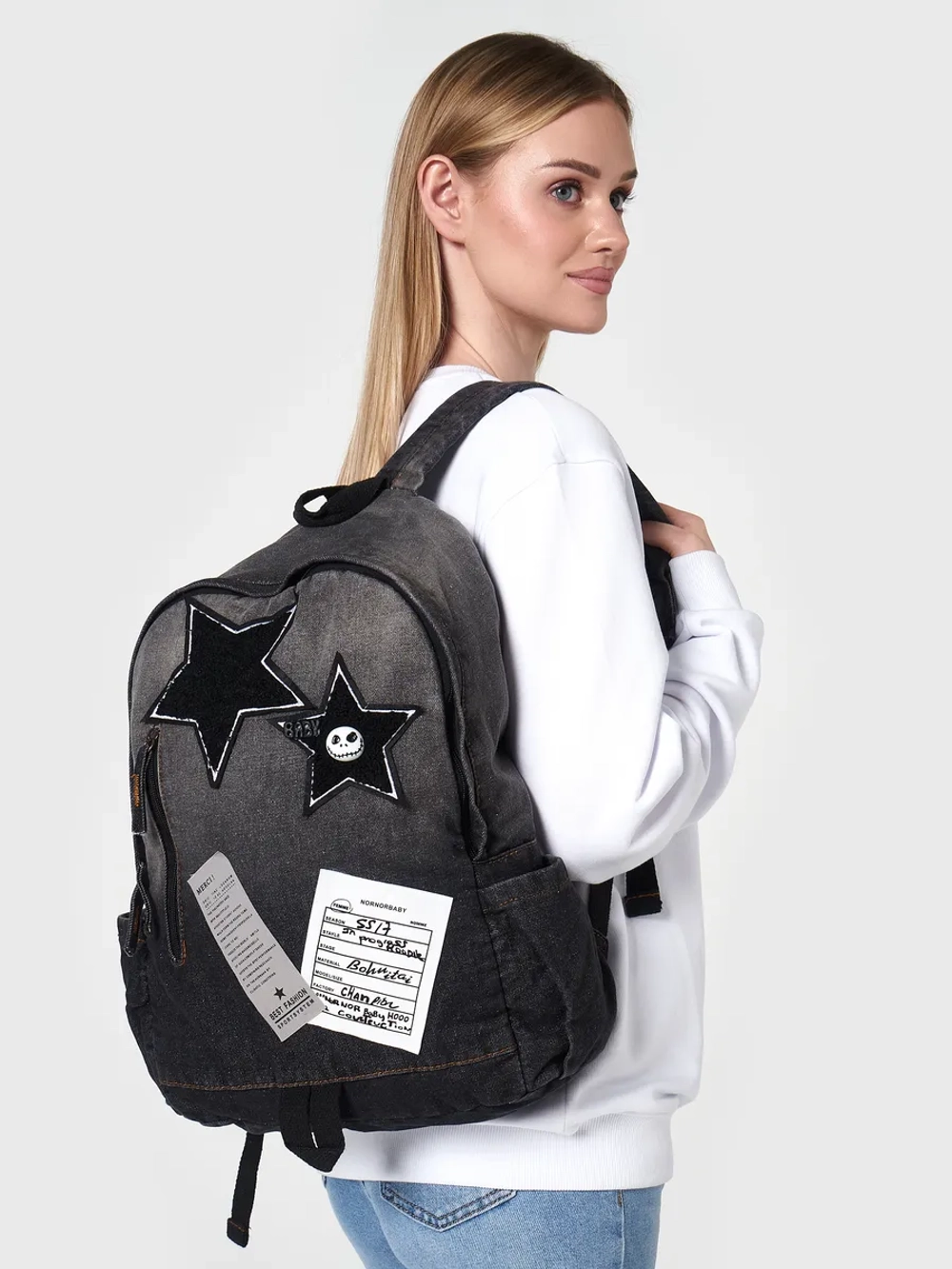 Рюкзак джинсовый школьный молодежный