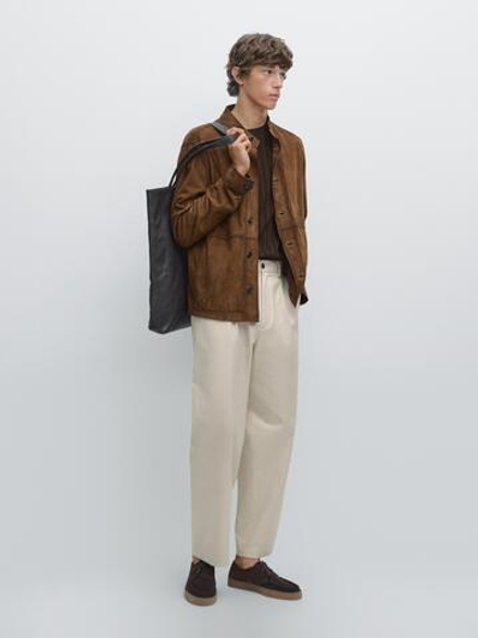 Massimo Dutti Брюки свободного кроя из хлопка, кремовый